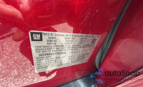 2015 Cadillac Srx Luxury Collection z USA, uszkodzony, nr VIN 3GYFNBE37FS569840